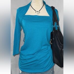 Self Esteem blu Polka Dot top large Y2K